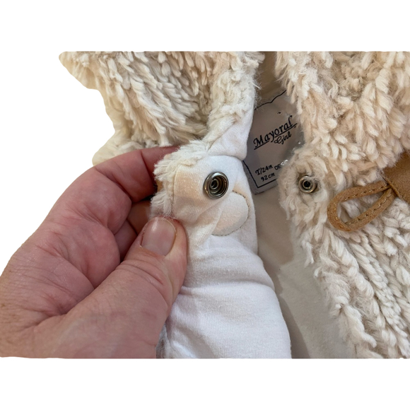 mayoral cream/tan sherpa baby vest with bunny ears 24 months - Picture 2 of 8